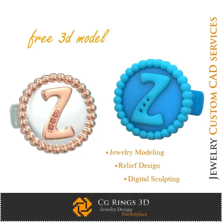 Butoni cu litera Z - Bijuterii 3D CAD gratuite