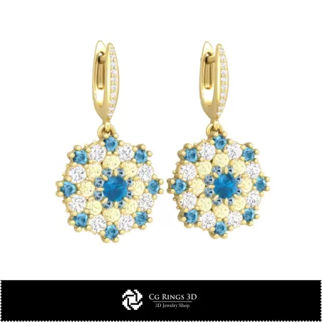 Boucles d'oreilles pendantes 3D, Bijoux CAO 3D, Boucles d'oreilles CAO 3D, Boucles d'oreilles pendantes 3D