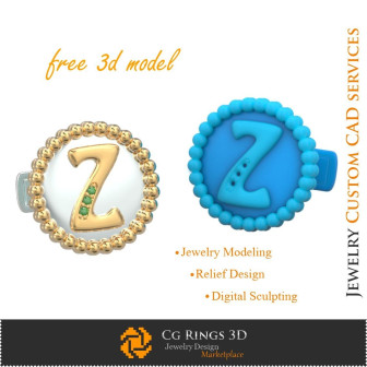 Butoni Cu Litera Z - Bijuterii 3D CAD Gratuite Home, Bijuterii 3D , Bijuterii Gratuite 3D, Butoni 3D CAD, Butoni cu Bucla 3D, Bu