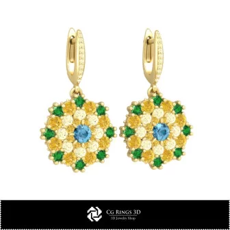 Boucles d'oreilles pendantes 3D, Bijoux CAO 3D, Boucles d'oreilles CAO 3D, Boucles d'oreilles pendantes 3D