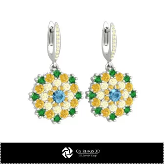 Boucles d'oreilles pendantes 3D, Bijoux CAO 3D, Boucles d'oreilles CAO 3D, Boucles d'oreilles pendantes 3D