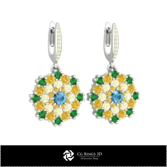 Orecchini pendenti 3D per la casa, Gioielli CAD 3D, Orecchini CAD 3D, Orecchini pendenti 3D