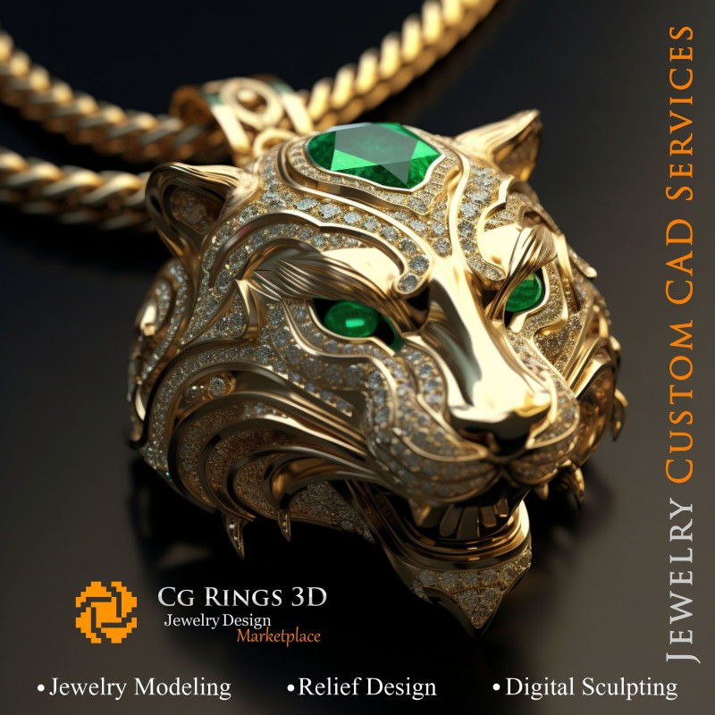 Pendant Puma - Jewelry 3D CAD Home, AI - Jewelry 3D CAD , AI - Pendants 3D CAD 