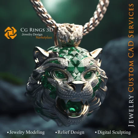 Anhänger Puma - Schmuck 3D-CAD Home, KI - Schmuck 3D-CAD, KI - Anhänger 3D-CAD