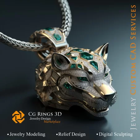 Anhänger Puma - Schmuck 3D-CAD Home, KI - Schmuck 3D-CAD, KI - Anhänger 3D-CAD