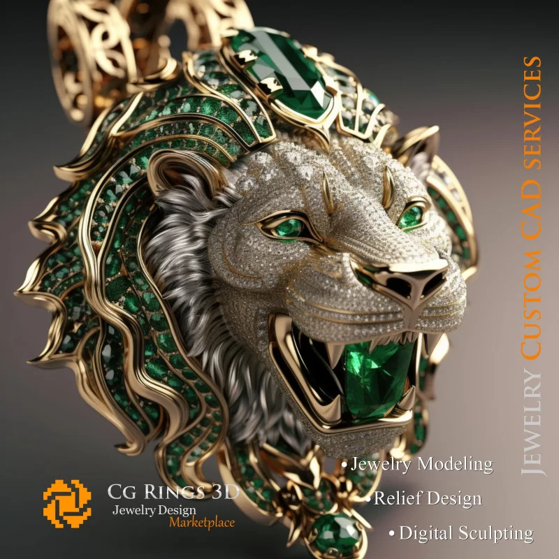 Pendant Lion - Jewelry 3D CAD Home, AI - Jewelry 3D CAD , AI - Pendants 3D CAD 