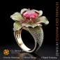 Flower Ring with Rubin,Emerald and Diamonds - 3D CAD Jewelry
