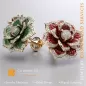 Blumen-Manschettenknöpfe mit Rubin, Smaragd und Diamanten - 3D-CAD-Schmuck Blumen-Manschettenknöpfe mit Rubin, Smaragd und Diamanten - 3D-CAD-Schmuck