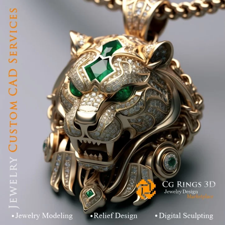 Pendant Lion (style steampunk) - Jewelry 3D CAD