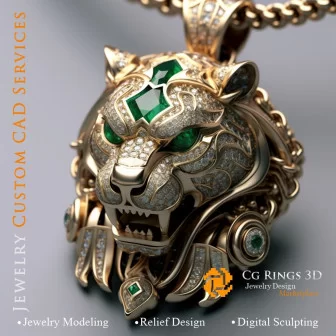 Pendant Lion (style steampunk) - Jewelry 3D CAD Home, AI - Jewelry 3D CAD , AI - Pendants 3D CAD 