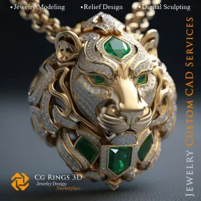 Pendentif Lion - Bijoux CAO 3D Home, AI - Bijoux 3D CAO, AI - Pendentifs 3D CAO