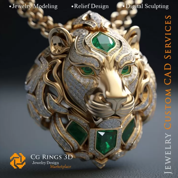 Ciondolo Leone - Jewelry 3D CAD