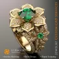 Anillo floral con esmeralda y diamantes - CAD 3D de joyería