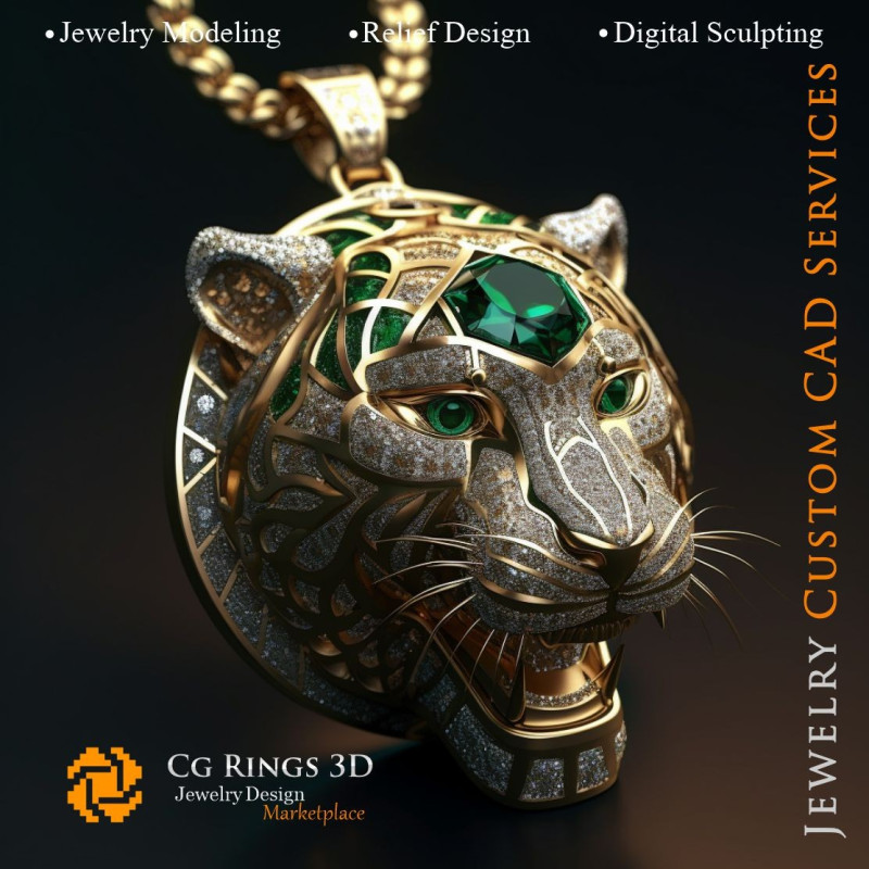 Pendant Puma - Jewelry 3D CAD Home, AI - Jewelry 3D CAD , AI - Pendants 3D CAD 