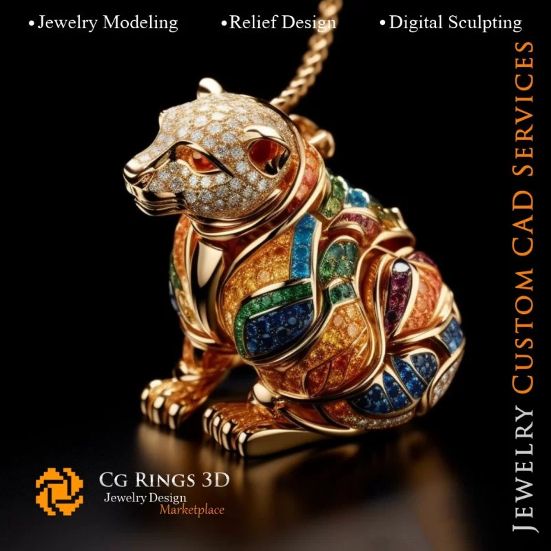 Pendentif Puma - Bijoux 3D CAO Home, AI - Bijoux 3D CAO, AI - Pendentifs 3D CAO