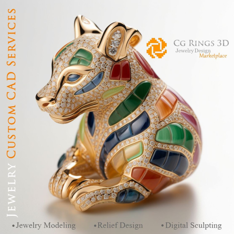 Pandantiv Puma - Bijuterii 3D CAD Home, AI - Bijuterii 3D CAD , AI - Pandative 3D CAD