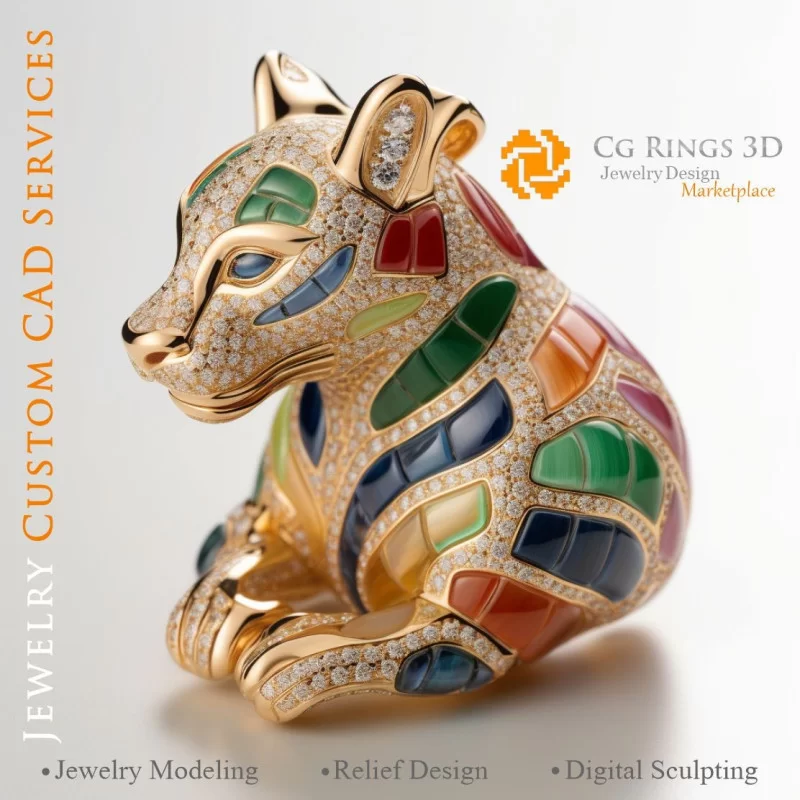 Pendentif Puma - Bijoux 3D CAO Home, AI - Bijoux 3D CAO, AI - Pendentifs 3D CAO