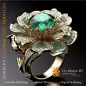 Flower Ring with Emerald and Diamonds - 3D CAD Jewelry Flower Ring with Emerald and Diamonds - 3D CAD Jewelry