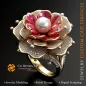 Bague Fleur avec Perles, Rubis et Diamants - Bijoux 3D CAO Bague Fleur avec Perles, Rubis et Diamants - Bijoux 3D CAO
