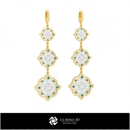 3D-Kronleuchter-Ohrring Zuhause, Schmuck 3D-CAD, Ohrringe 3D-CAD, 3D-Diamant-Ohrringe, 3D-Kronleuchter-Ohrringe