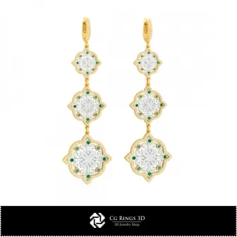 3D-Kronleuchter-Ohrring Zuhause, Schmuck 3D-CAD, Ohrringe 3D-CAD, 3D-Diamant-Ohrringe, 3D-Kronleuchter-Ohrringe