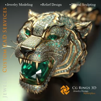 Pendente Tigre con Smeraldi e Diamanti - Gioielleria 3D CAD Home, AI - Gioielleria 3D CAD, AI - Pendentivi 3D CAD