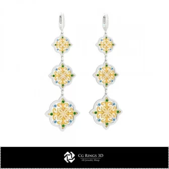 Aretes candelabro 3D para el hogar, joyería CAD 3D, pendientes CAD 3D, pendientes con diamantes 3D, pendientes candelabro 3D