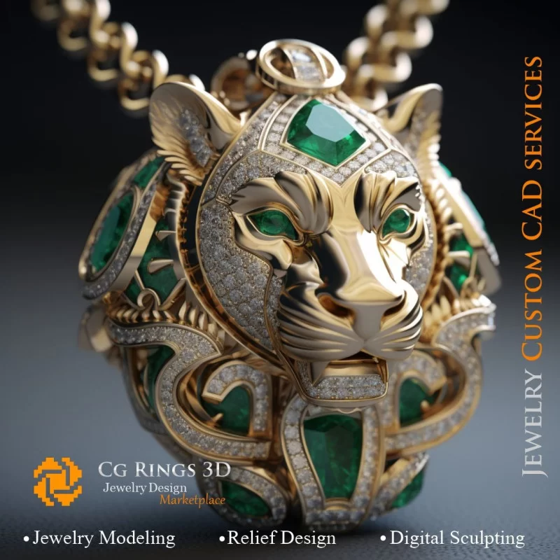 Pendant Lion - Jewelry 3D CAD Home, AI - Jewelry 3D CAD , AI - Pendants 3D CAD 