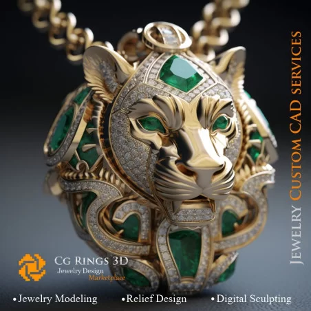 Colgante León - CAD 3D de Joyería, IA - CAD 3D de Joyería, IA - Colgantes CAD 3D