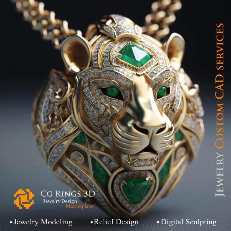 Pendant Lion - Jewelry 3D CAD Home, AI - Jewelry 3D CAD , AI - Pendants 3D CAD 