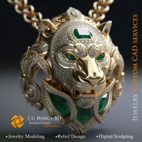 Pendant Lion - Jewelry 3D CAD Home, AI - Jewelry 3D CAD , AI - Pendants 3D CAD 