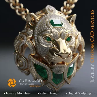 Pendant Lion - Jewelry 3D CAD Home, AI - Jewelry 3D CAD , AI - Pendants 3D CAD 