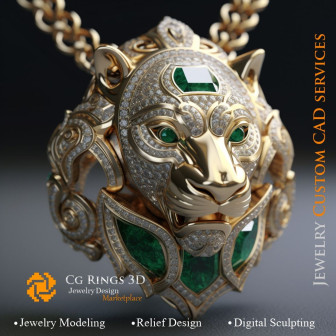 Pendentif Lion - Bijoux 3D CAO Home, AI - Bijoux 3D CAO, AI - Pendentifs 3D CAO