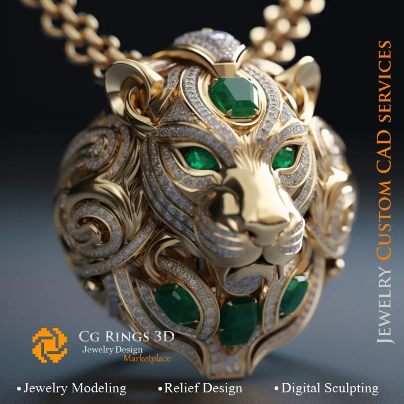Colgante León - CAD 3D de Joyería