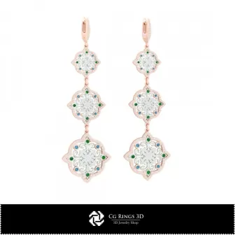 Aretes candelabro 3D para el hogar, joyería CAD 3D, pendientes CAD 3D, pendientes con diamantes 3D, pendientes candelabro 3D