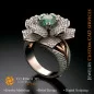 Anillo flor con esmeralda y diamantes - CAD 3D Joyería