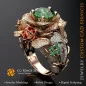 Anello a fiore con smeraldi e diamanti - 3D CAD Gioielli