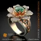 Blumenring mit Smaragd und Diamanten - 3D-CAD-Schmuck Blumenring mit Smaragd und Diamanten - 3D-CAD-Schmuck