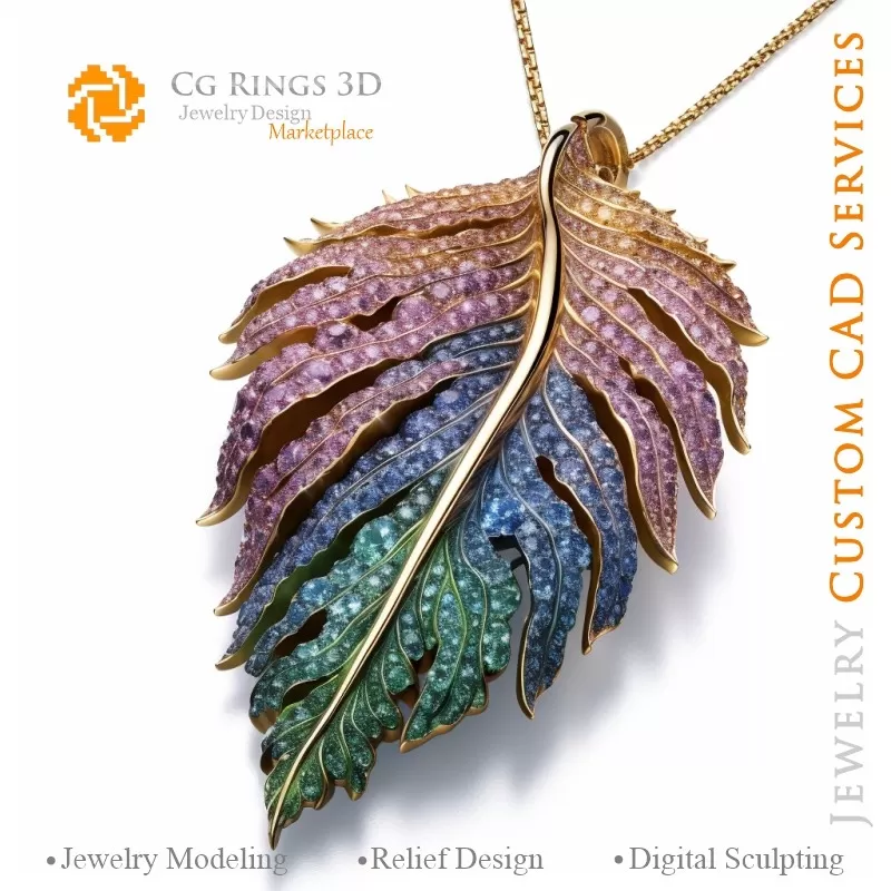 Colgante Helecho con Alejandrita - CAD 3D de Joyería