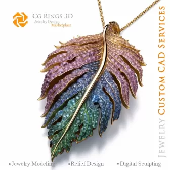 Pendentif Fougère avec Alexandrite - Bijoux CAO 3D Maison, IA - Bijoux CAO 3D, IA - Pendentifs CAO 3D, IA - CAO 3D Bijoux, IA -