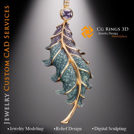 Fern Pendant with Alexandrite - Jewelry 3D CAD