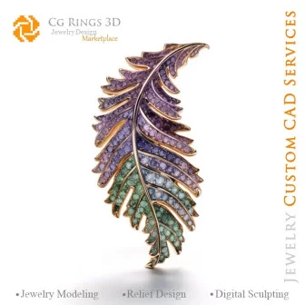 Pendentif Fougère avec Alexandrite - Bijoux 3D CAO Home, AI - Bijoux 3D CAO, AI - Pendentifs 3D CAO, AI - Bijoux 3D CAO, AI - Bi