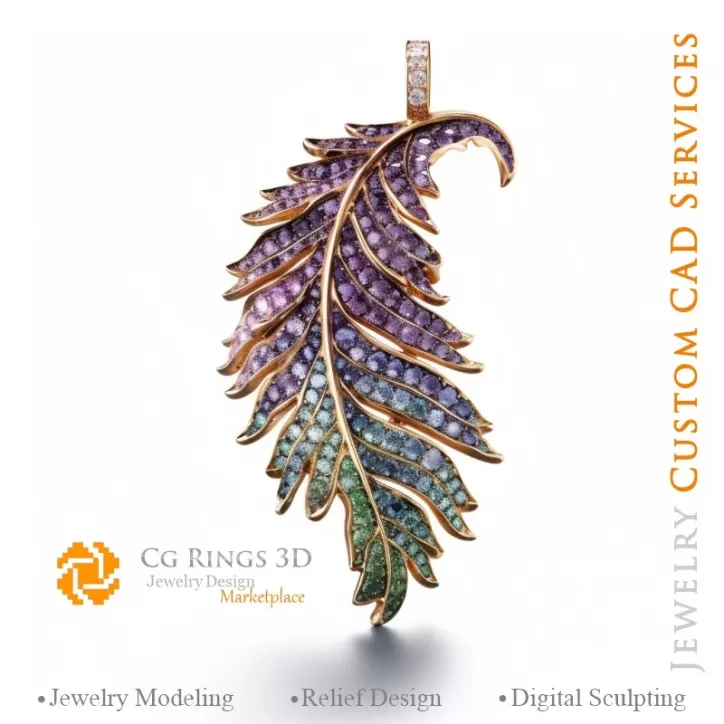 Farn-Anhänger mit Alexandrit - Schmuck 3D CAD