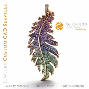 Fern Pendant with Alexandrite - Jewelry 3D CAD Home, AI - Jewelry 3D CAD , AI - Pendants 3D CAD , AI - 3D CAD Jewelry, AI - Jewe