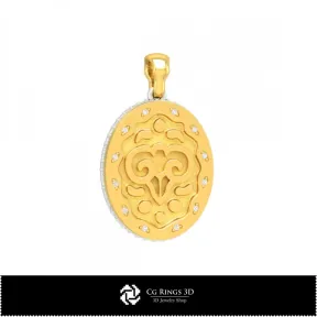 3D Women's Aries Zodiac Pendant Home, Bijoux 3D CAO, Pendentifs 3D CAO, Pendentifs du Zodiaque 3D