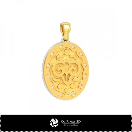 Pendentif 3D Femme Signe du Bélier, Bijoux 3D CAO, Pendentifs 3D CAO, Pendentifs du Zodiaque 3D