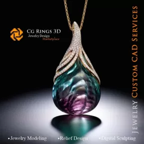 Pendentif avec alexandrite et diamants - CAO 3D Bijoux Maison, IA - CAO 3D Bijoux, IA - Pendentifs CAO 3D, IA - CAO 3D Bijoux, A