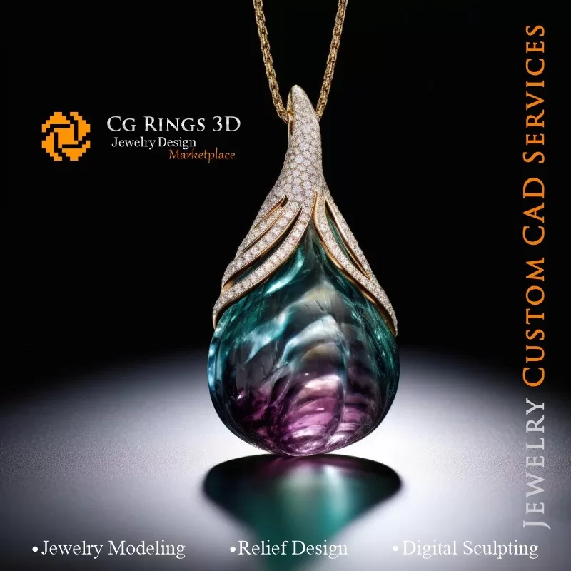 Pendente con Alessandrite e Diamanti - Jewelry 3D CAD Pendente con Alessandrite e Diamanti - Jewelry 3D CAD
