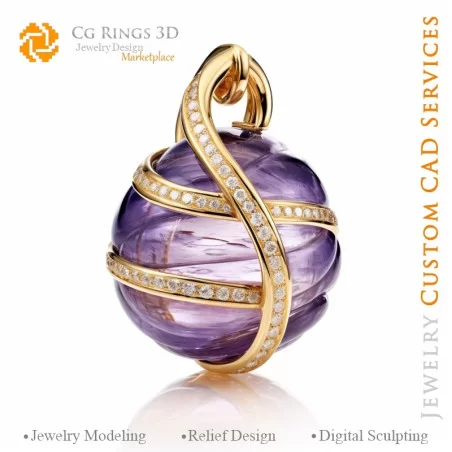 Pendant with Amethyst- Jewelry 3D CAD