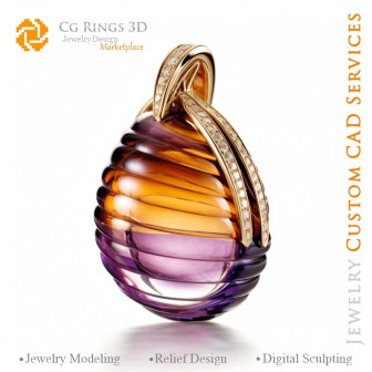 Pendant with Ametrine - Jewelry 3D CAD Home, AI - Jewelry 3D CAD , AI - Pendants 3D CAD , AI - 3D CAD Jewelry, AI - Jewelry with
